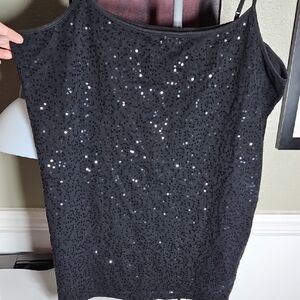 Black Sequin Tank Top
